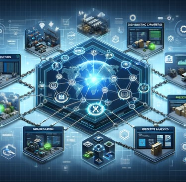 a screen with nodes of a supply chain