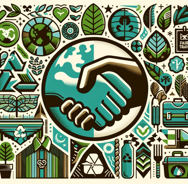 a poster of a handshake with a green globe