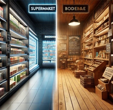 a storefront of a supermarket with a variety of beverages