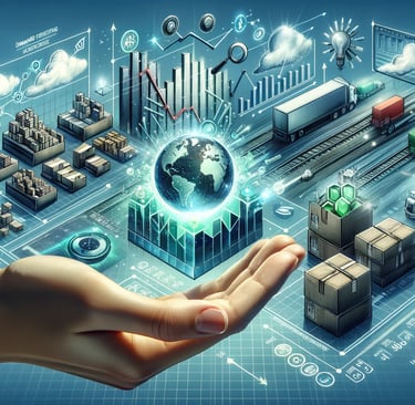 a person holding a globe with logistics symbols
