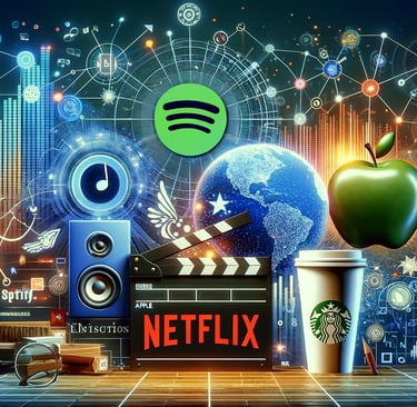 Netflix, Apple, Starbucks, Spotify logos
