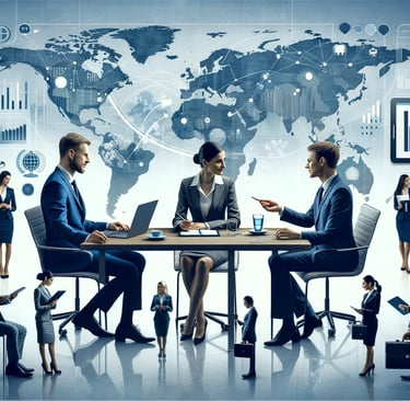 a group of business people sitting at a table