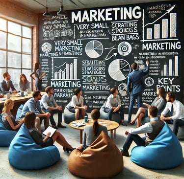 a group of people sitting around a table with bean bags