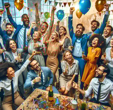 a group of people celebrating