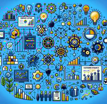 a circle of business icons and symbols 
