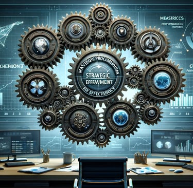 a desk with a clockwork of gears