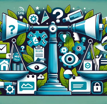 a blue and green illustration of a balance