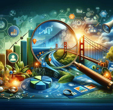 a magnifying image of a city