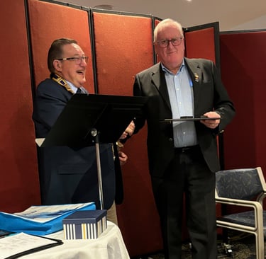 2024 President Rod presents President Elect Keith with his second Paul Harris Fellow award