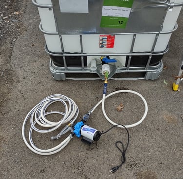 auto pump for gardening on an IBC Tote