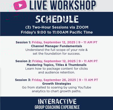 YouTube Mastery Course for Channel Managers Schedule