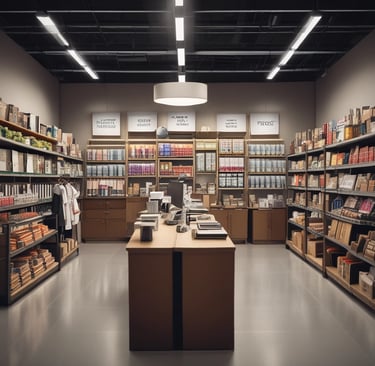A modern office space with rows of desks, each equipped with computer monitors and office chairs. There are Indian flags hanging from the ceiling. The desks have various items on them, including sticky notes, water bottles, and some personal items. Plants are hanging from the ceiling, adding a touch of greenery. The word 'swipe' is displayed on the wall.