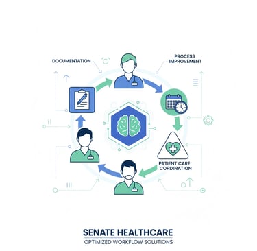 Professional healthcare setting showing home health nurse with tablet reviewing patient information,