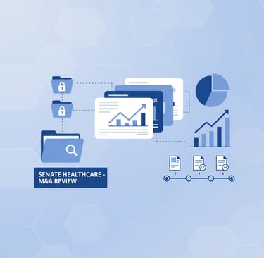 Financial documents organized for M&A review with Senate Healthcare branding