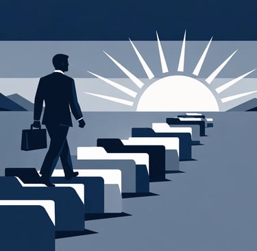 A professional office setting showing a healthcare administrator reviewing complex enrollment docume