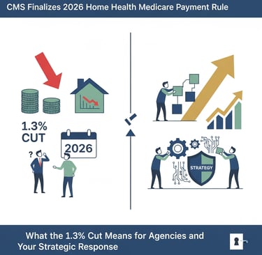 Professional healthcare setting showing home health nurse with tablet reviewing patient information,