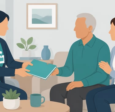 Flat-style vector illustration of a healthcare professional handing the mandatory election addendum