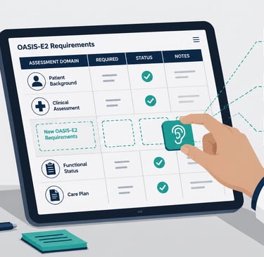 A close-up of a clinician documenting on a mobile device during a home visit, emphasizing the shift 