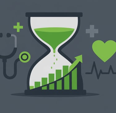 A graph showing the relationship between clinical quality scores and agency valuation multiples in t
