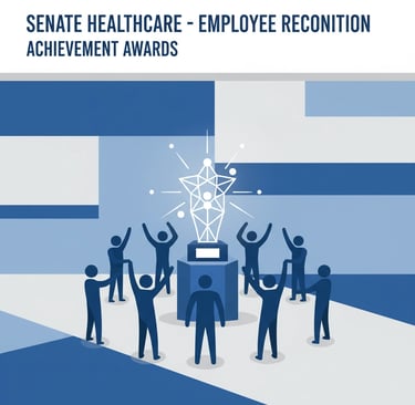 Caregiver receiving recognition award during team meeting celebration
