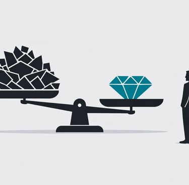 A comparison chart showing the valuation difference between a high-volume/low-quality agency and a m