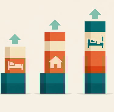 Healthcare financial charts showing upward revenue trends and EBITDA growth, illustrating the 2.6% M