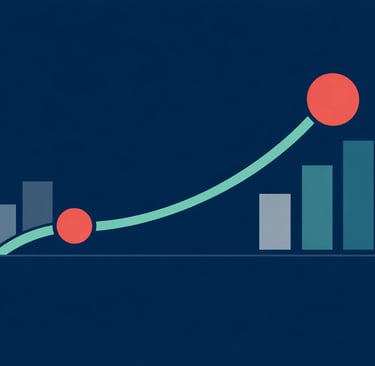 Financial charts showing stabilized interest rates and M&A deal volume trends in healthcare, illustr