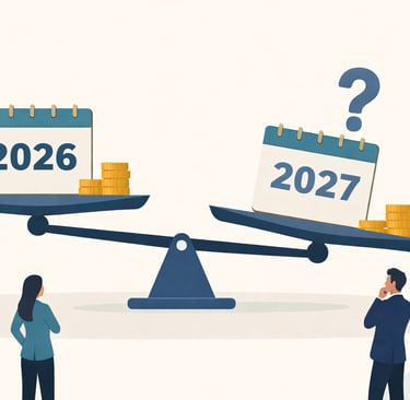 Chart comparing home health or hospice agency valuation scenarios based on timing and market conditi