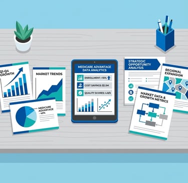 Professional business meeting showing home health executives reviewing 2026 growth strategy document