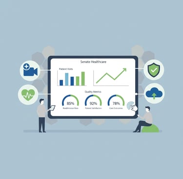 Healthcare technology interface showing quality measures dashboard and value-based care metrics for 