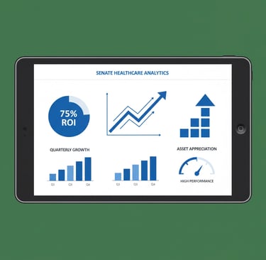 Healthcare agency owner shaking hands with successor while reviewing transition documents and strate