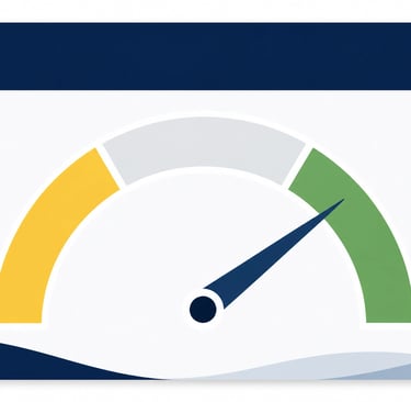 Flat-style vector illustration of a dashboard with a needle pointing to a safe green zone for health