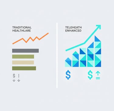 Revenue comparison chart displaying traditional vs telehealth-enhanced service delivery financial ou