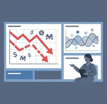 Financial risk chart showing reimbursement rate scenarios and their impact on agency EBITDA margins 