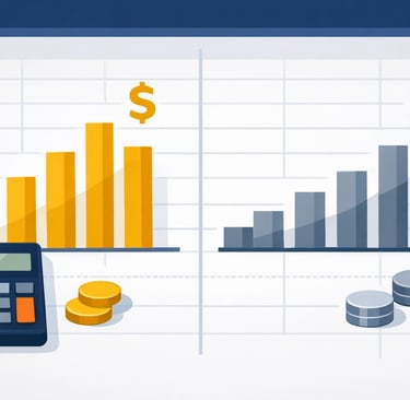 Financial comparison table showing EBITDA multiples and resulting valuations for 2026 versus 2027 ex