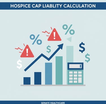 Hospice cap calculation chart with warning indicators