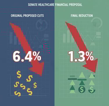 Financial analysis graphic displaying Medicare payment adjustment calculations and percentage change