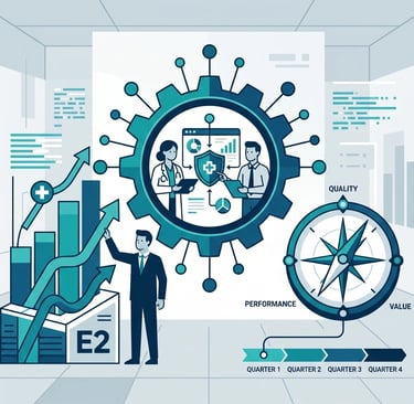 A close up of a clinician using a tablet to document patient care in a home setting with a clean, mo