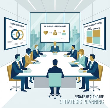 Strategic planning session with hospice and home health industry leaders analyzing value-based care 