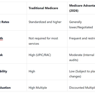 A simplified infographic illustrating the difference in sale price for a home health agency based on