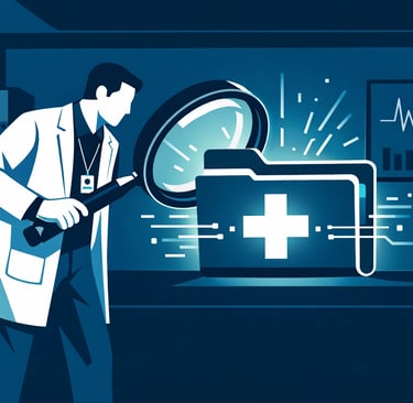 A close up of a person’s hands reviewing a clinical compliance checklist on a tablet, highlighting t