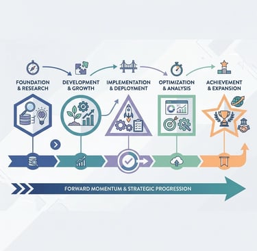 Strategic planning flowchart illustrating 12-month implementation timeline for workforce-technology 