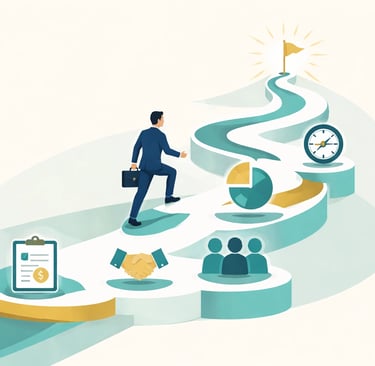 Visual checklist of five steps for hospice and home health owners to prepare their agency for sale,