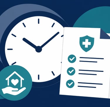 illustration showing professional medical paperwork and a clock to symbolize time-tracking and regul