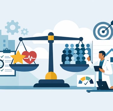 Hero image showing a professional medical setting with a focus on clinical documentation and quality