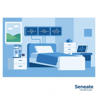 Hospital-at-home setup showing medical equipment and monitoring devices in a patient's bedroom