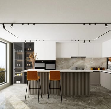 Akustische matte Spanndecke im Wohnzimmer in weiss