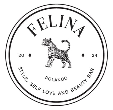 a logo with a jaguar and the word Felina Beauty Bar