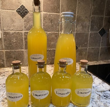 Homemade lemoncello served following authentic pasta meal