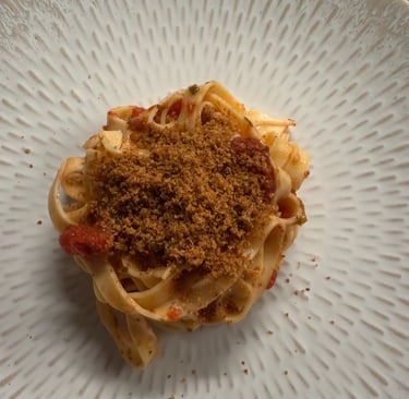 Tagliatelle with Arribbiata sauce ready to be enjoyed by class participants